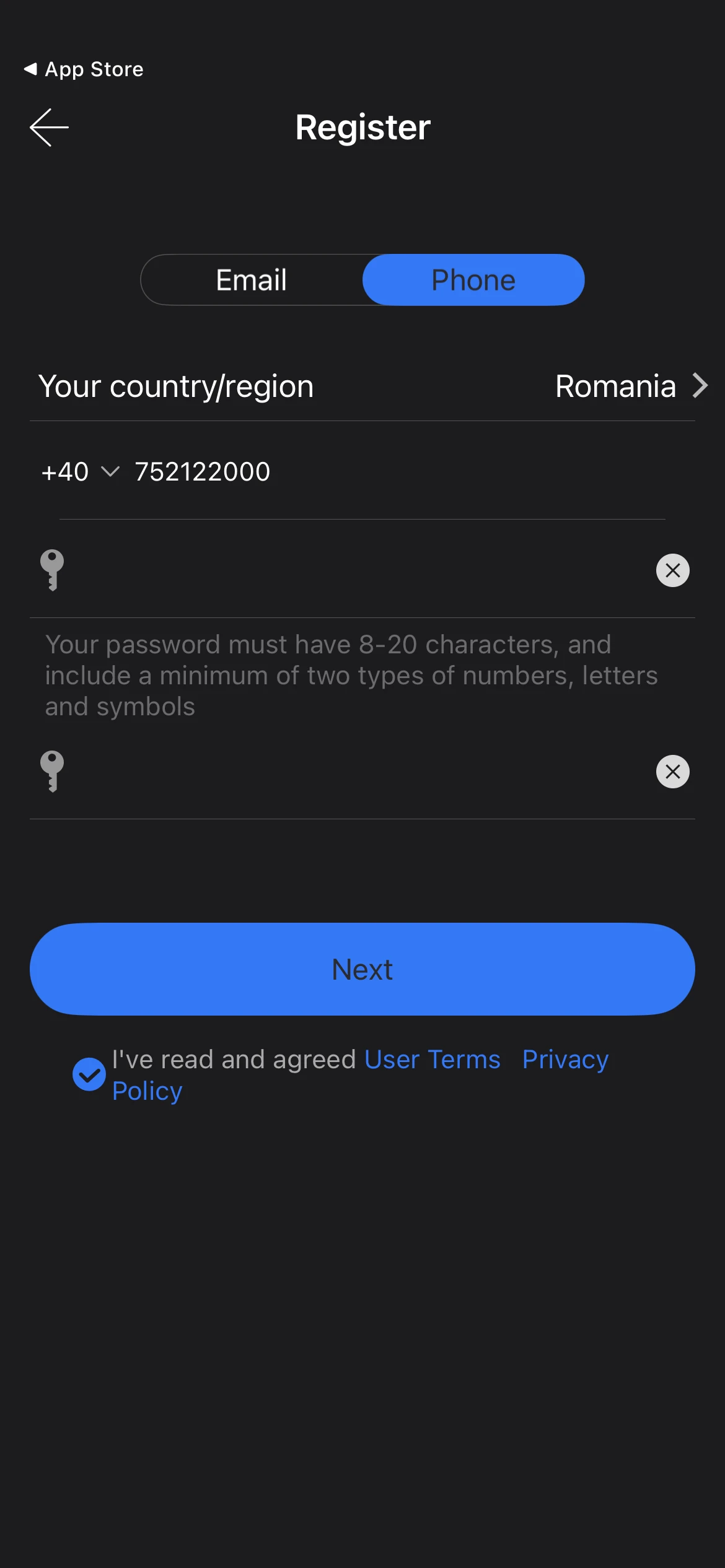 Fill in your account details